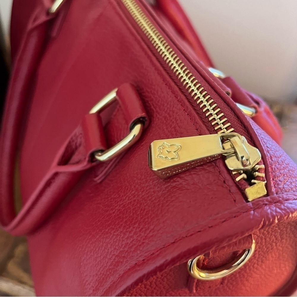 Ora Delphine Kelly Red Satchel Handbag Crossbody #208 - Picture 7 of 12
